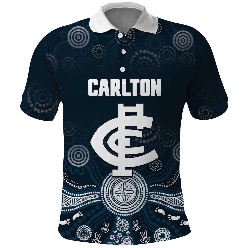 Custom Carlton Football Polo Shirt Go Blues Aboriginal Art - Aussie Hoodie