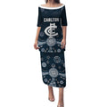 Custom Carlton Football Puletasi Go Blues Aboriginal Art - Aussie Hoodie