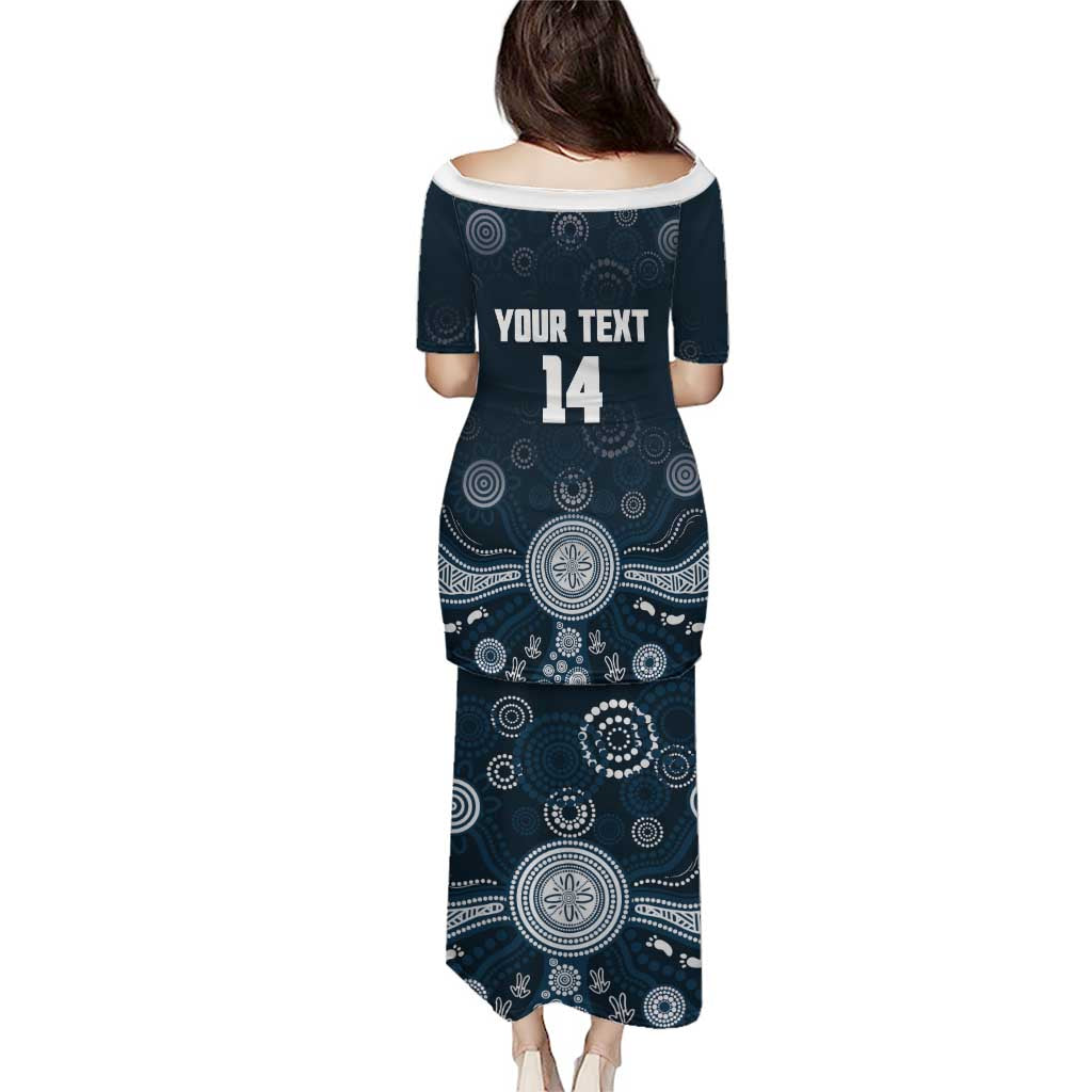 Custom Carlton Football Puletasi Go Blues Aboriginal Art - Aussie Hoodie
