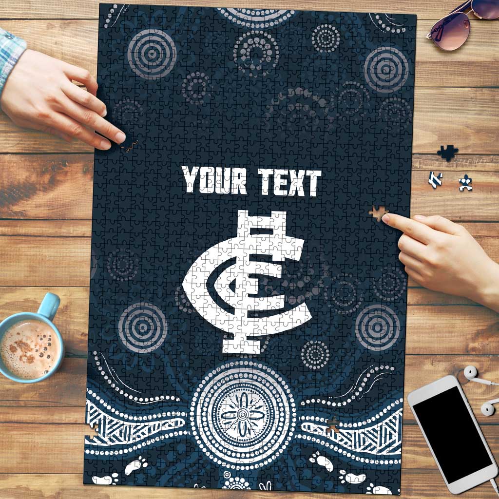 Custom Carlton Football Puzzle Go Blues Aboriginal Art - Aussie Hoodie