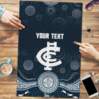 Custom Carlton Football Puzzle Go Blues Aboriginal Art - Aussie Hoodie