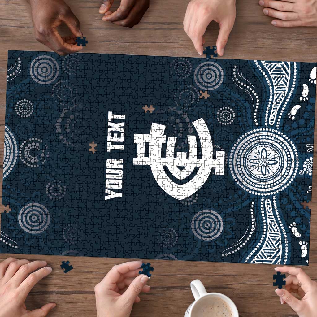 Custom Carlton Football Puzzle Go Blues Aboriginal Art - Aussie Hoodie