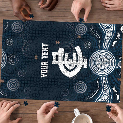 Custom Carlton Football Puzzle Go Blues Aboriginal Art - Aussie Hoodie