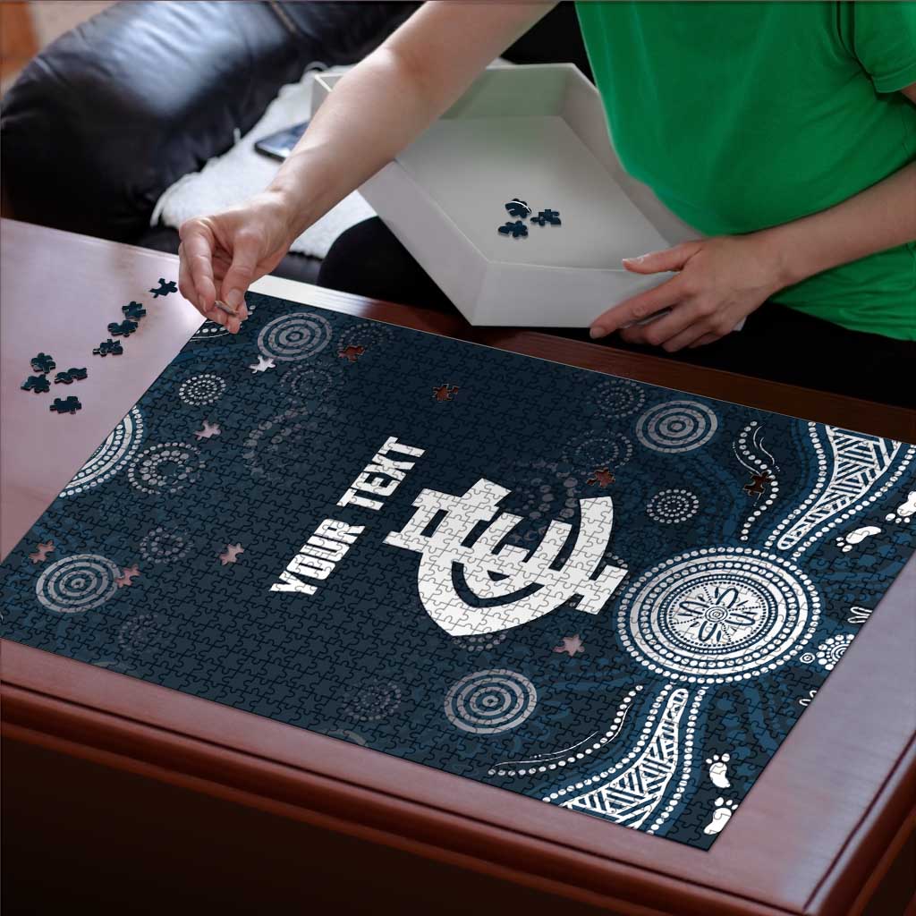 Custom Carlton Football Puzzle Go Blues Aboriginal Art - Aussie Hoodie