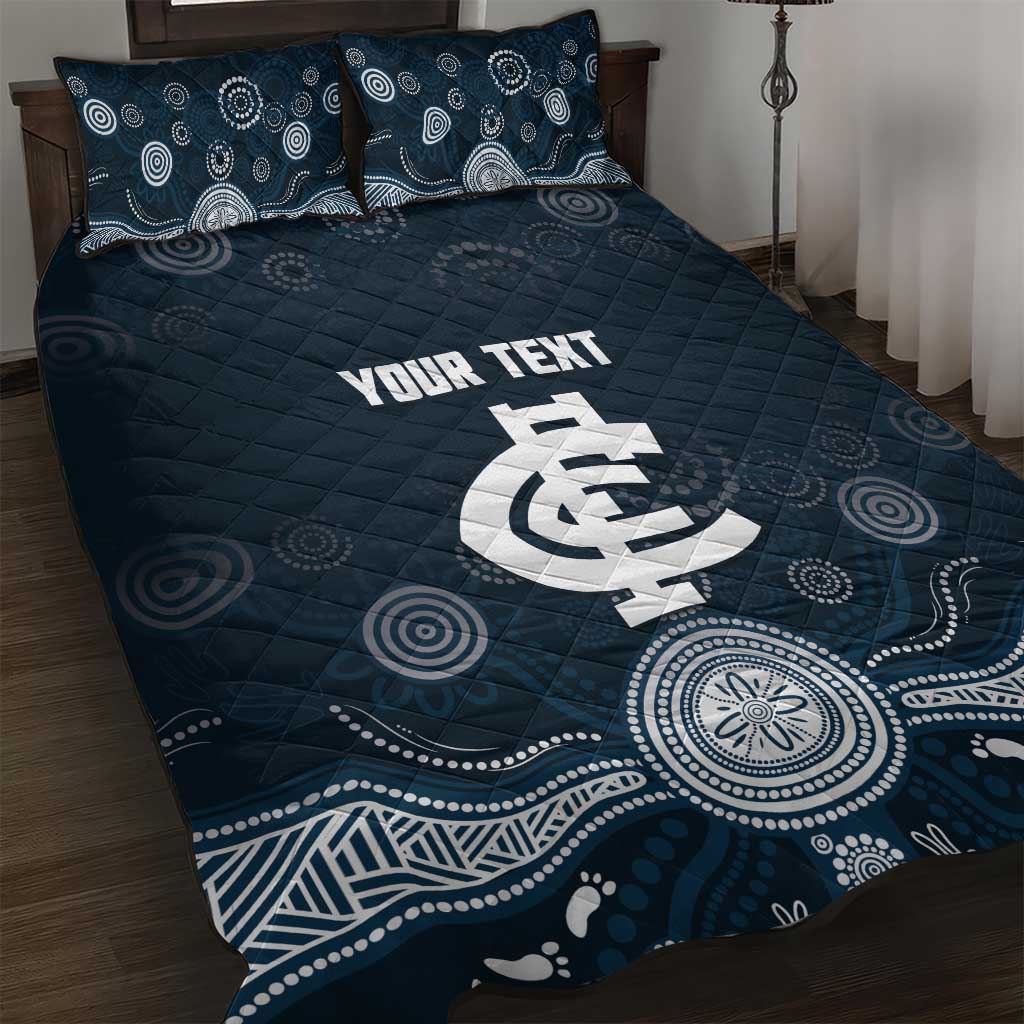 Custom Carlton Football Quilt Bed Set Go Blues Aboriginal Art - Aussie Hoodie
