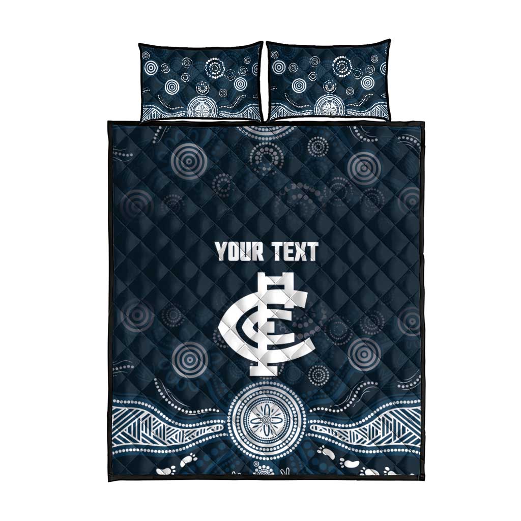Custom Carlton Football Quilt Bed Set Go Blues Aboriginal Art - Aussie Hoodie
