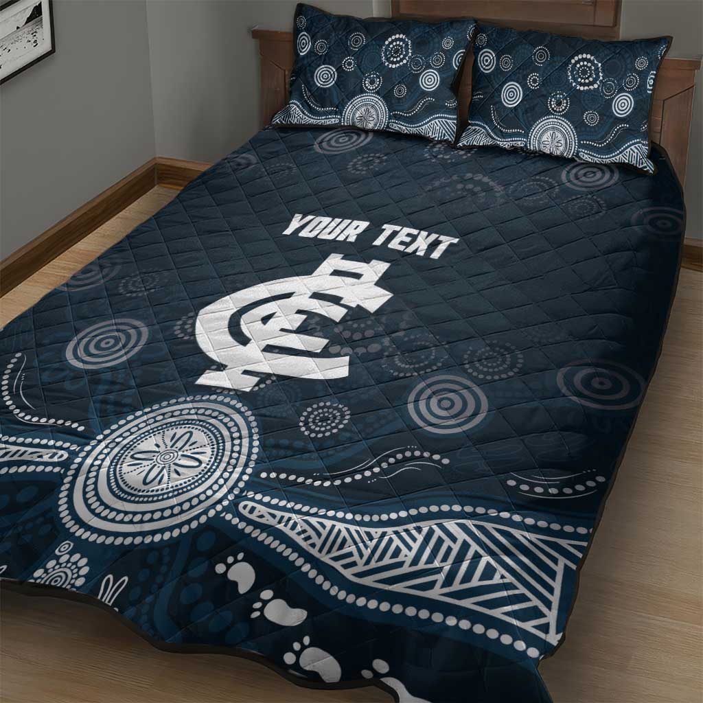 Custom Carlton Football Quilt Bed Set Go Blues Aboriginal Art - Aussie Hoodie