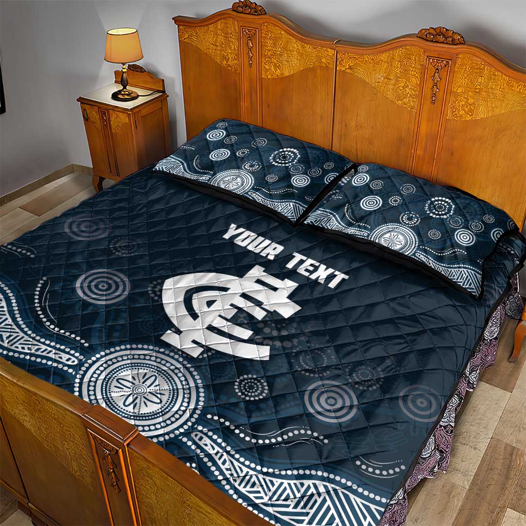 Custom Carlton Football Quilt Bed Set Go Blues Aboriginal Art - Aussie Hoodie