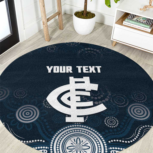 Custom Carlton Football Round Carpet Go Blues Aboriginal Art - Aussie Hoodie