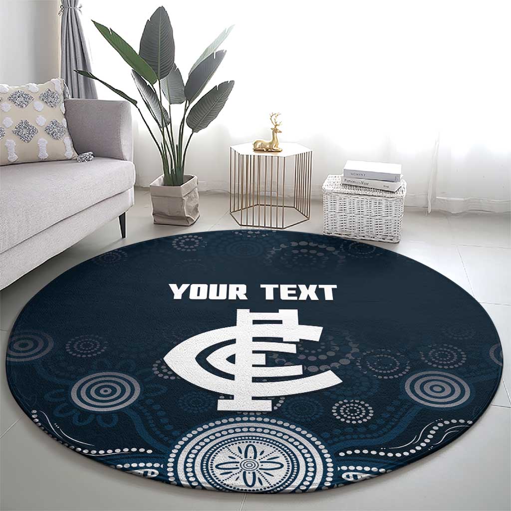 Custom Carlton Football Round Carpet Go Blues Aboriginal Art - Aussie Hoodie