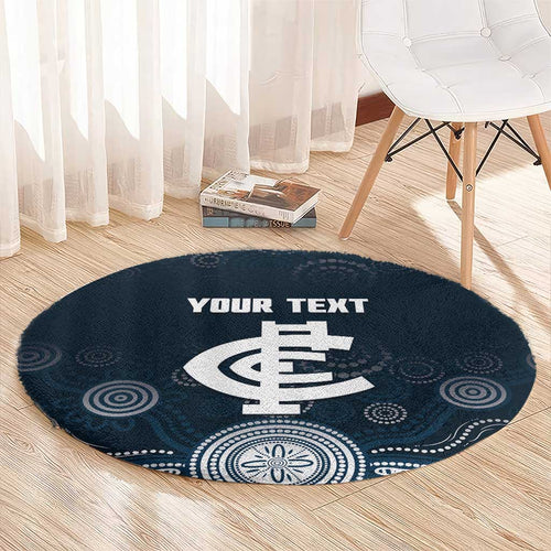 Custom Carlton Football Round Carpet Go Blues Aboriginal Art - Aussie Hoodie