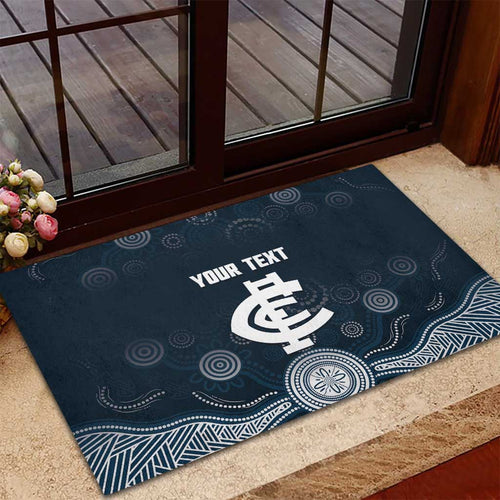 Custom Carlton Football Rubber Doormat Go Blues Aboriginal Art - Aussie Hoodie