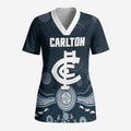 Custom Carlton Football Scrub Top Go Blues Aboriginal Art - Aussie Hoodie