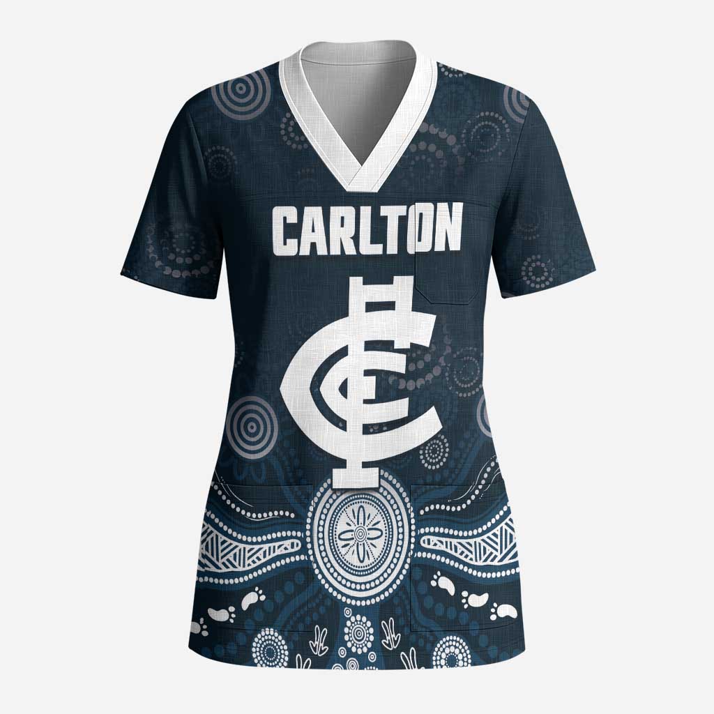 Custom Carlton Football Scrub Top Go Blues Aboriginal Art - Aussie Hoodie