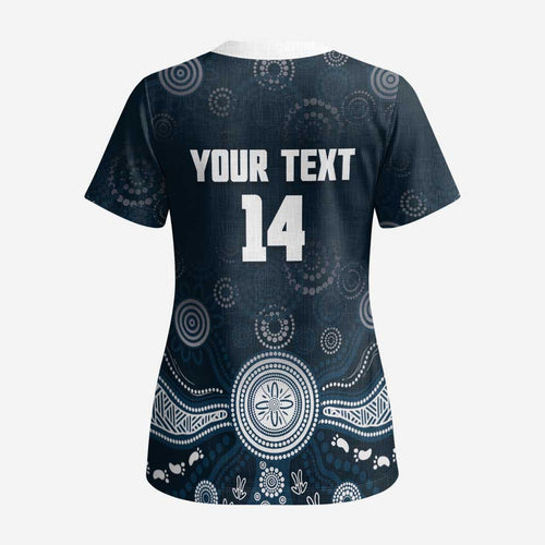 Custom Carlton Football Scrub Top Go Blues Aboriginal Art - Aussie Hoodie