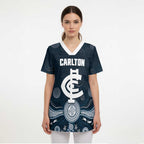 Custom Carlton Football Scrub Top Go Blues Aboriginal Art - Aussie Hoodie