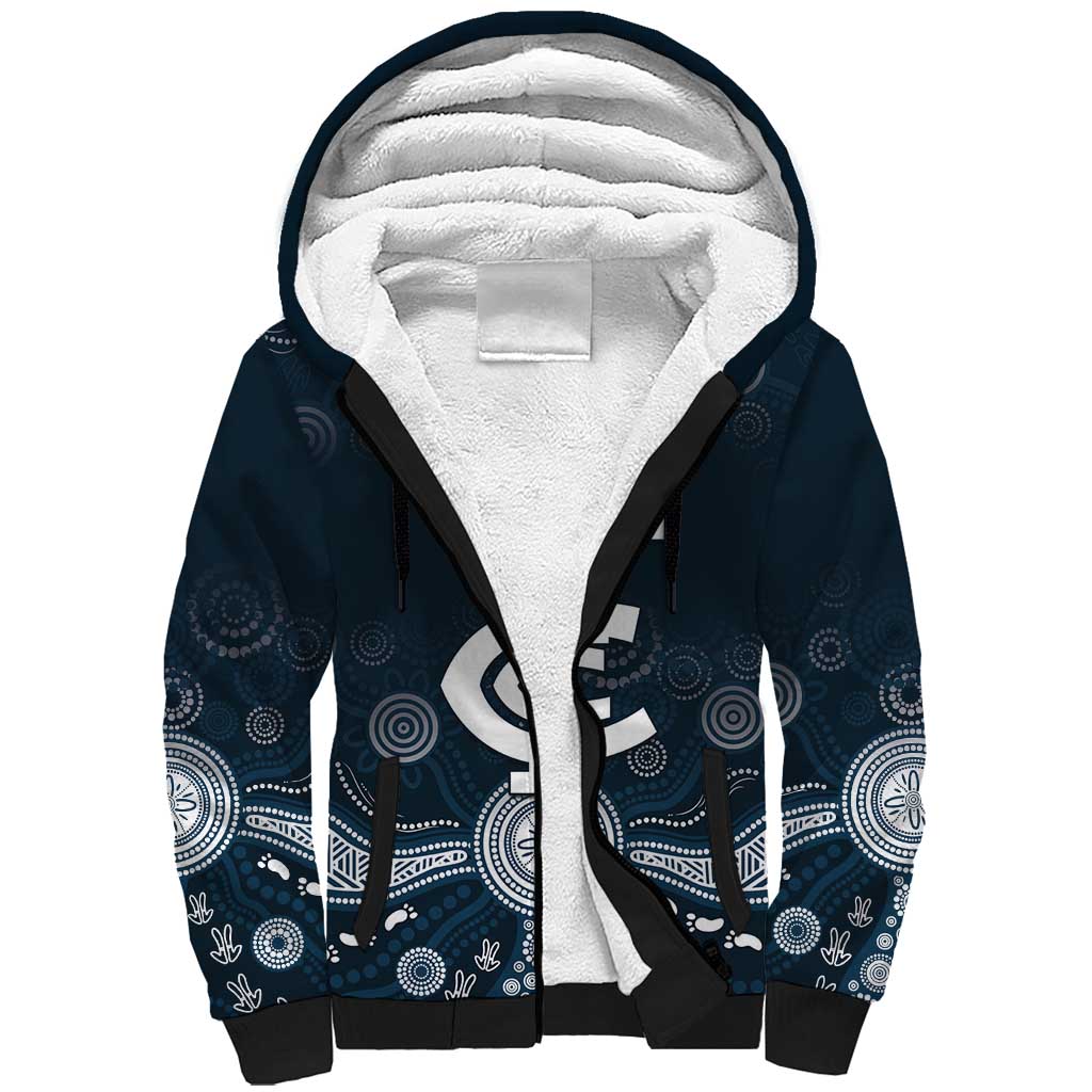 Custom Carlton Football Sherpa Hoodie Go Blues Aboriginal Art - Aussie Hoodie