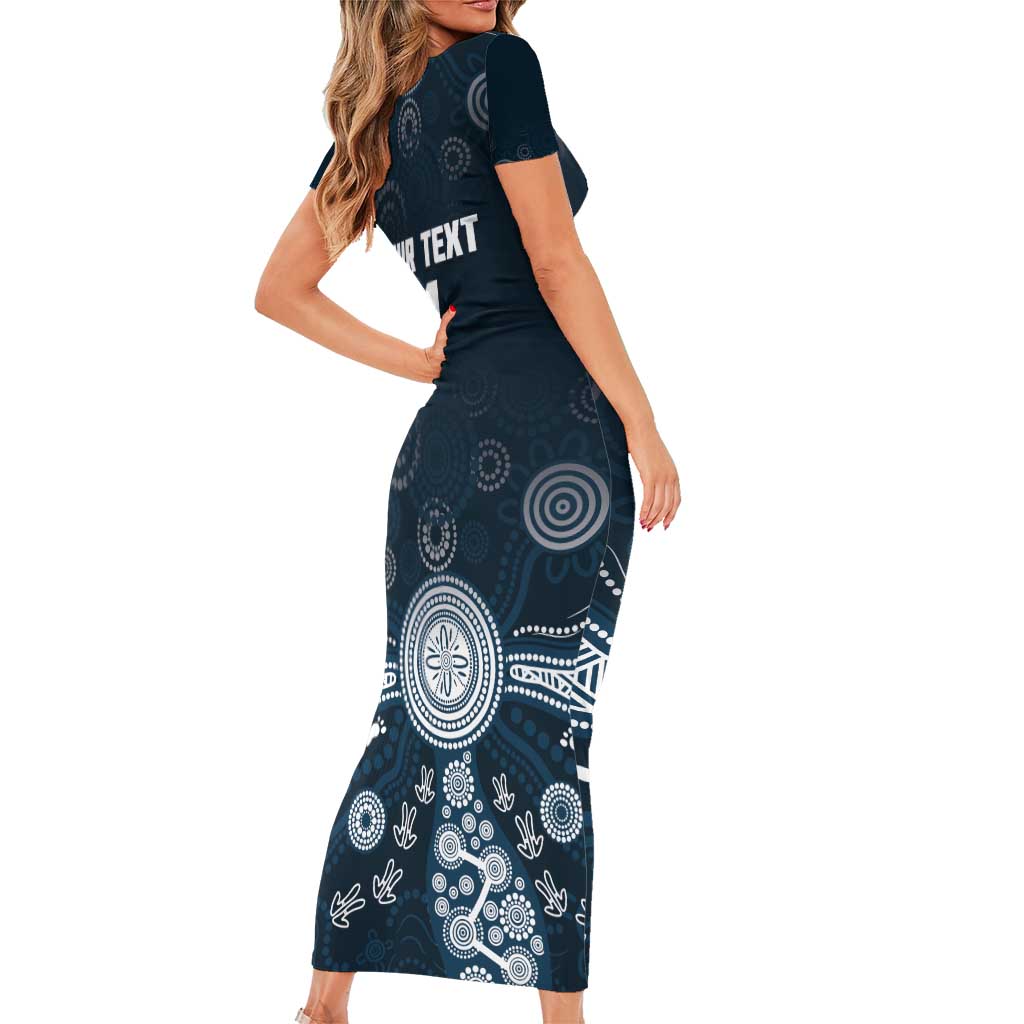 Custom Carlton Football Short Sleeve Bodycon Dress Go Blues Aboriginal Art - Aussie Hoodie