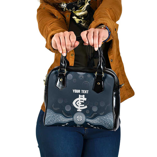 Custom Carlton Football Shoulder Handbag Go Blues Aboriginal Art - Aussie Hoodie