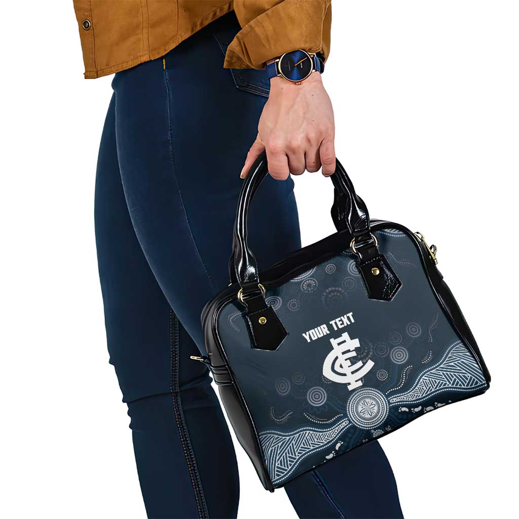 Custom Carlton Football Shoulder Handbag Go Blues Aboriginal Art - Aussie Hoodie