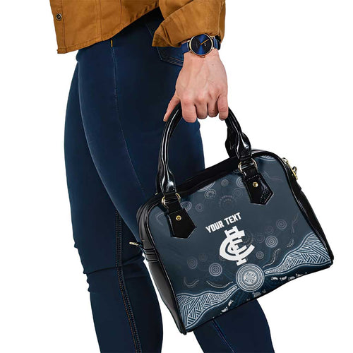 Custom Carlton Football Shoulder Handbag Go Blues Aboriginal Art - Aussie Hoodie