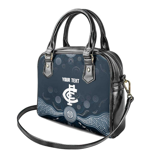 Custom Carlton Football Shoulder Handbag Go Blues Aboriginal Art - Aussie Hoodie
