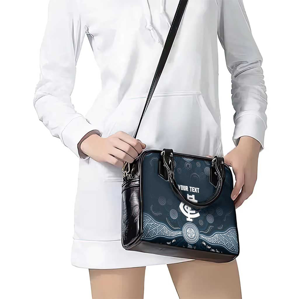 Custom Carlton Football Shoulder Handbag Go Blues Aboriginal Art - Aussie Hoodie