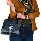 Custom Carlton Football Shoulder Handbag Go Blues Aboriginal Art - Aussie Hoodie