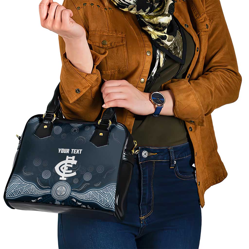 Custom Carlton Football Shoulder Handbag Go Blues Aboriginal Art - Aussie Hoodie