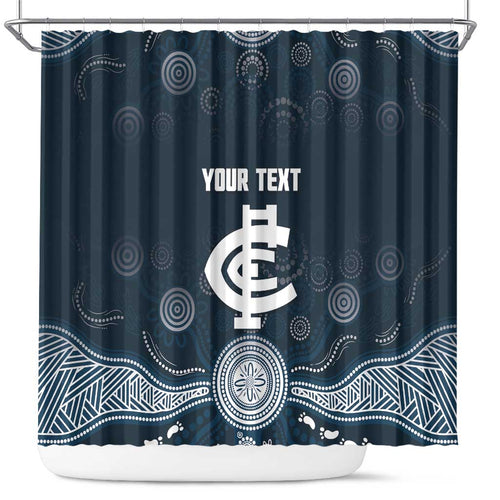 Custom Carlton Football Shower Curtain Go Blues Aboriginal Art - Aussie Hoodie