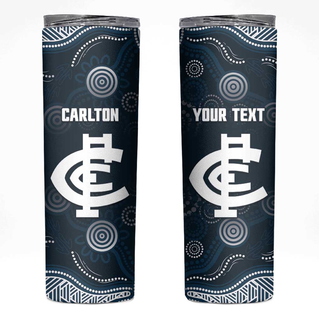 Custom Carlton Football Skinny Tumbler Go Blues Aboriginal Art - Aussie Hoodie