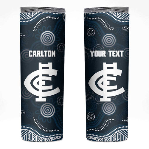 Custom Carlton Football Skinny Tumbler Go Blues Aboriginal Art - Aussie Hoodie