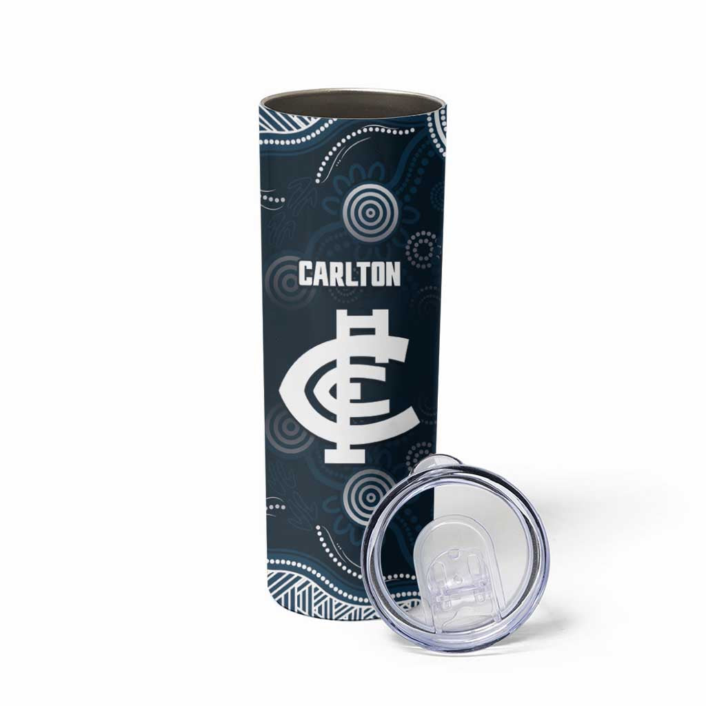 Custom Carlton Football Skinny Tumbler Go Blues Aboriginal Art - Aussie Hoodie
