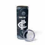 Custom Carlton Football Skinny Tumbler Go Blues Aboriginal Art - Aussie Hoodie