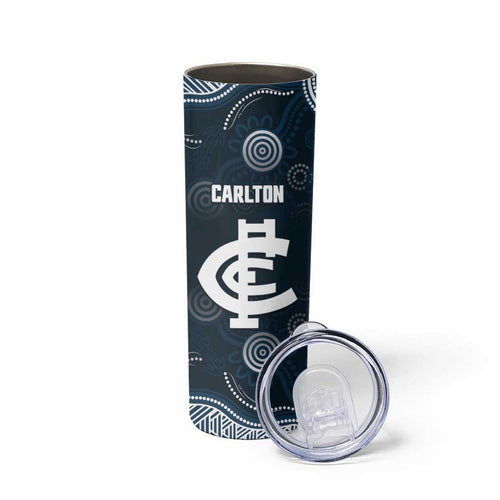Custom Carlton Football Skinny Tumbler Go Blues Aboriginal Art - Aussie Hoodie