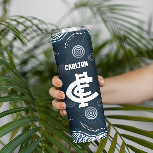 Custom Carlton Football Skinny Tumbler Go Blues Aboriginal Art - Aussie Hoodie