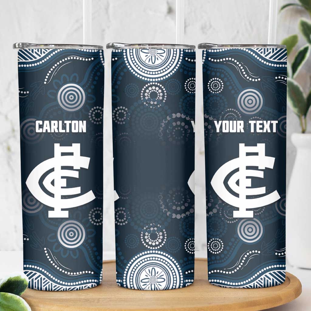 Custom Carlton Football Skinny Tumbler Go Blues Aboriginal Art - Aussie Hoodie