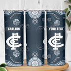Custom Carlton Football Skinny Tumbler Go Blues Aboriginal Art - Aussie Hoodie