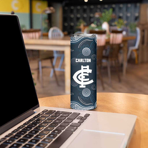 Custom Carlton Football Skinny Tumbler Go Blues Aboriginal Art - Aussie Hoodie