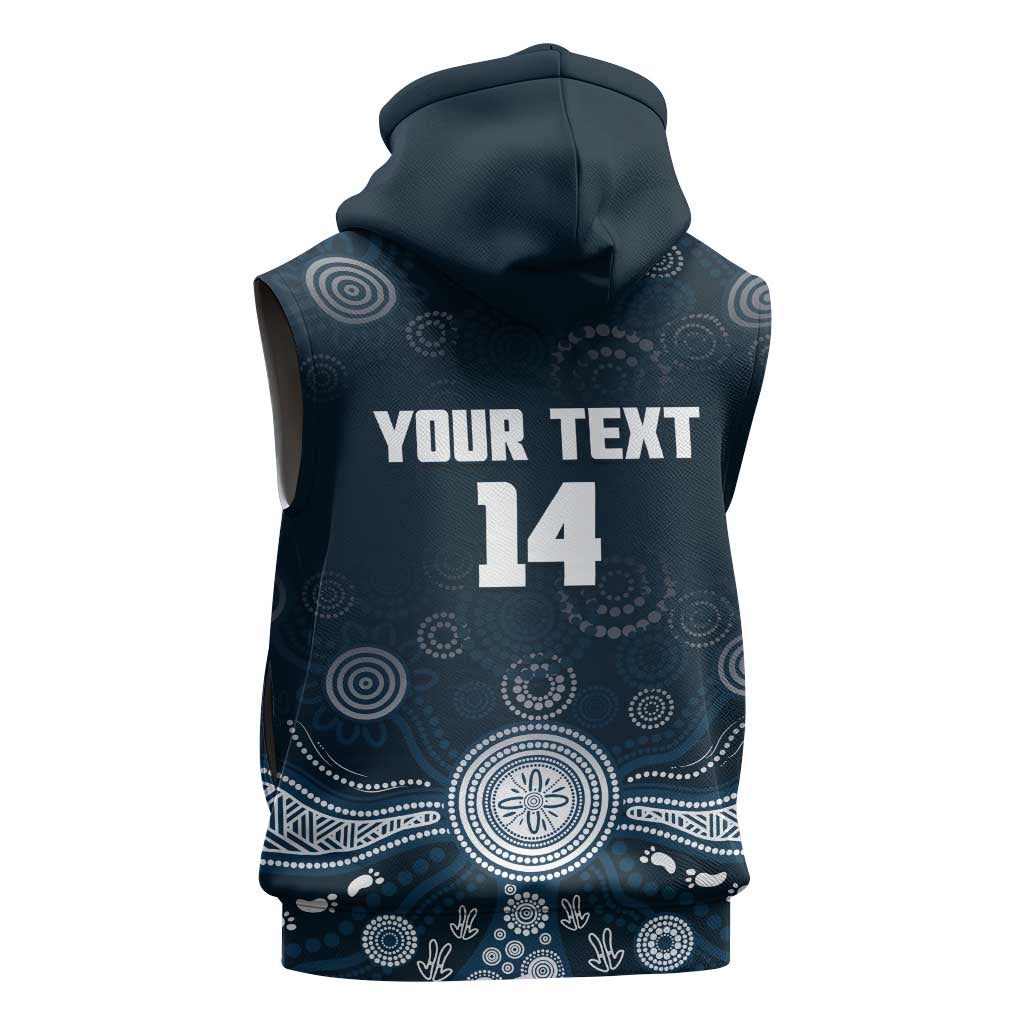 Custom Carlton Football Sleeveless Hoodie Go Blues Aboriginal Art - Aussie Hoodie