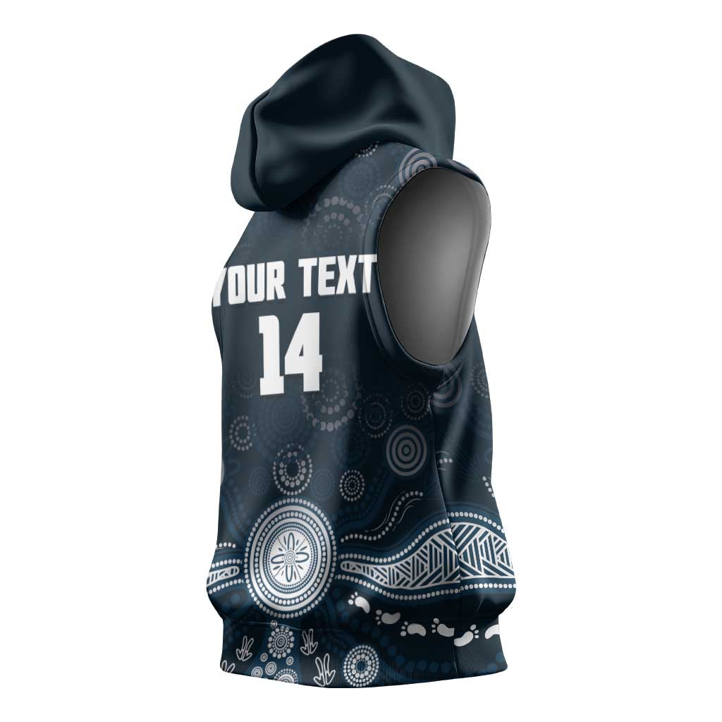Custom Carlton Football Sleeveless Hoodie Go Blues Aboriginal Art - Aussie Hoodie