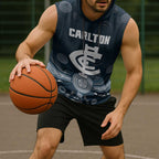 Custom Carlton Football Sleeveless Hoodie Go Blues Aboriginal Art - Aussie Hoodie