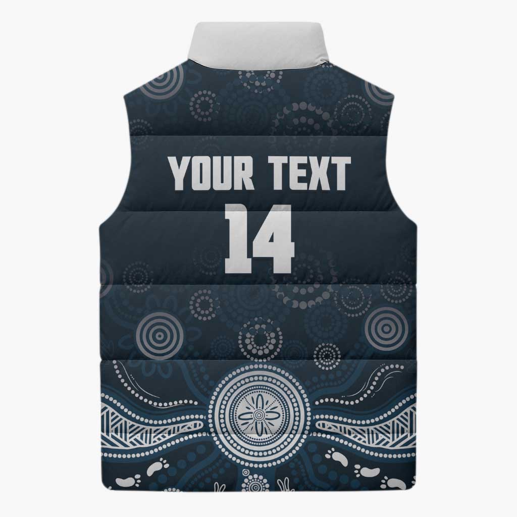 Custom Carlton Football Sleeveless Puffer Jacket Go Blues Aboriginal Art - Aussie Hoodie