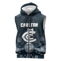 Custom Carlton Football Sleeveless Zip Hoodie Go Blues Aboriginal Art LT14