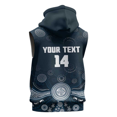 Custom Carlton Football Sleeveless Zip Hoodie Go Blues Aboriginal Art LT14