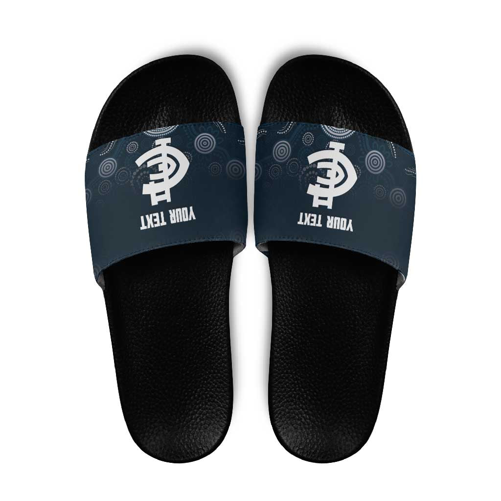 Custom Carlton Football Slide Sandals Go Blues Aboriginal Art - Aussie Hoodie