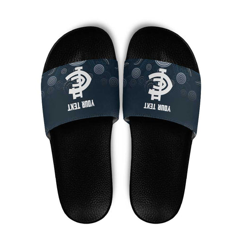Custom Carlton Football Slide Sandals Go Blues Aboriginal Art - Aussie Hoodie