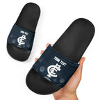 Custom Carlton Football Slide Sandals Go Blues Aboriginal Art - Aussie Hoodie