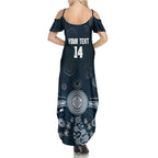 Custom Carlton Football Summer Maxi Dress Go Blues Aboriginal Art - Aussie Hoodie