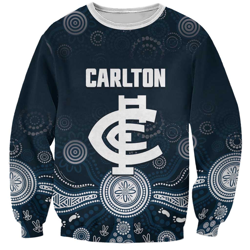 Custom Carlton Football Sweatshirt Go Blues Aboriginal Art - Aussie Hoodie